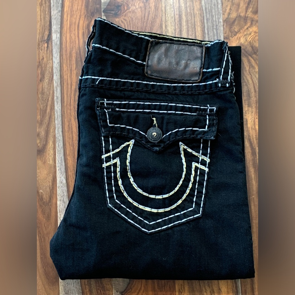 True Religion Black Jeans with Bold Stitching